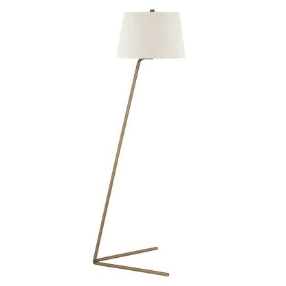 Hudson & Canal - Markos Tilted Floor Lamp with Fabric Shade in Brass/White - FL0010 veiw 4