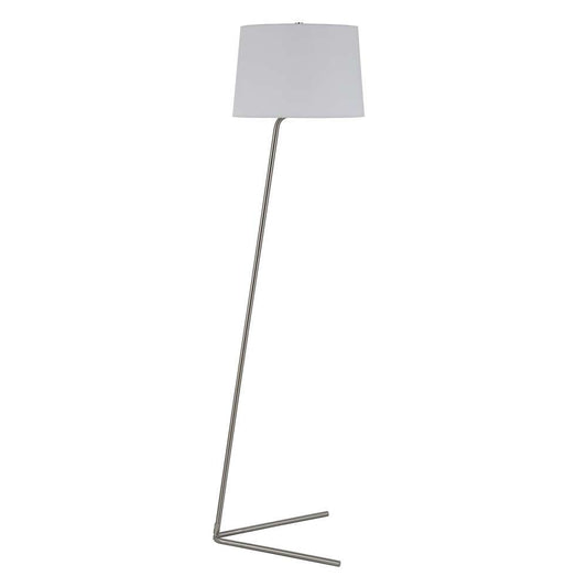 Hudson & Canal - Markos Tilted Floor Lamp with Fabric Shade in Brushed Nickel/White - FL0125 veiw 1