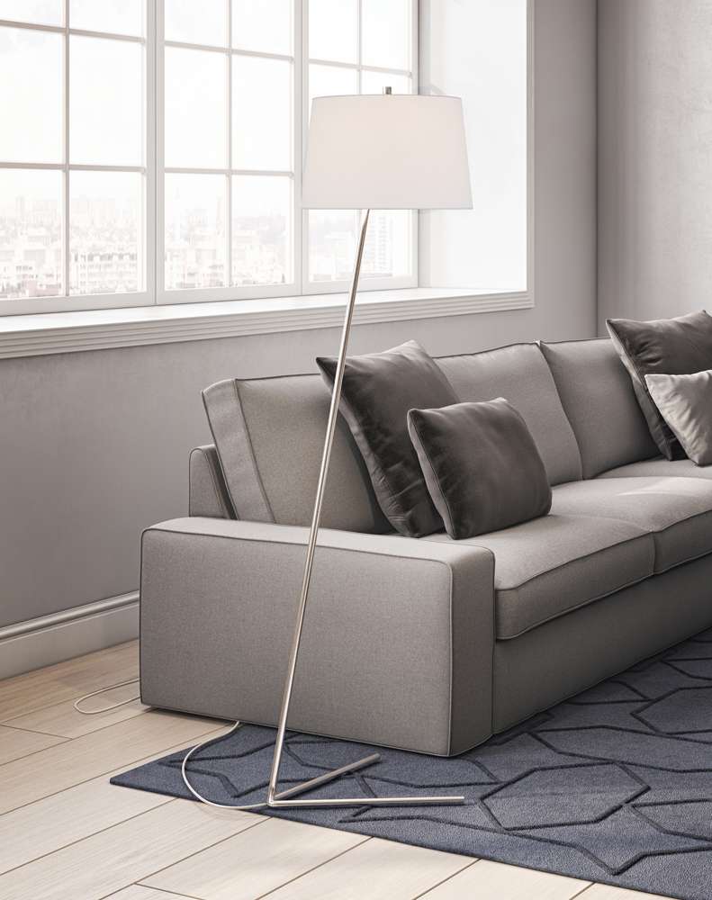 Hudson & Canal - Markos Tilted Floor Lamp with Fabric Shade in Brushed Nickel/White - FL0125 veiw 2