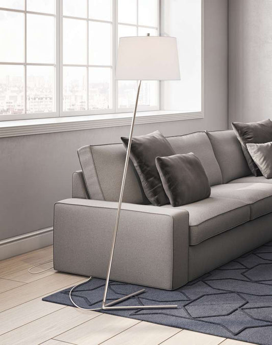 Hudson & Canal - Markos Tilted Floor Lamp with Fabric Shade in Brushed Nickel/White - FL0125 veiw 2