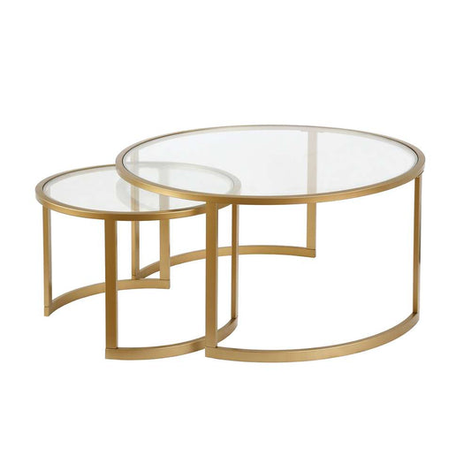 Hudson & Canal - Mitera Round Nested Coffee Table in Brass - CT0153 veiw 1