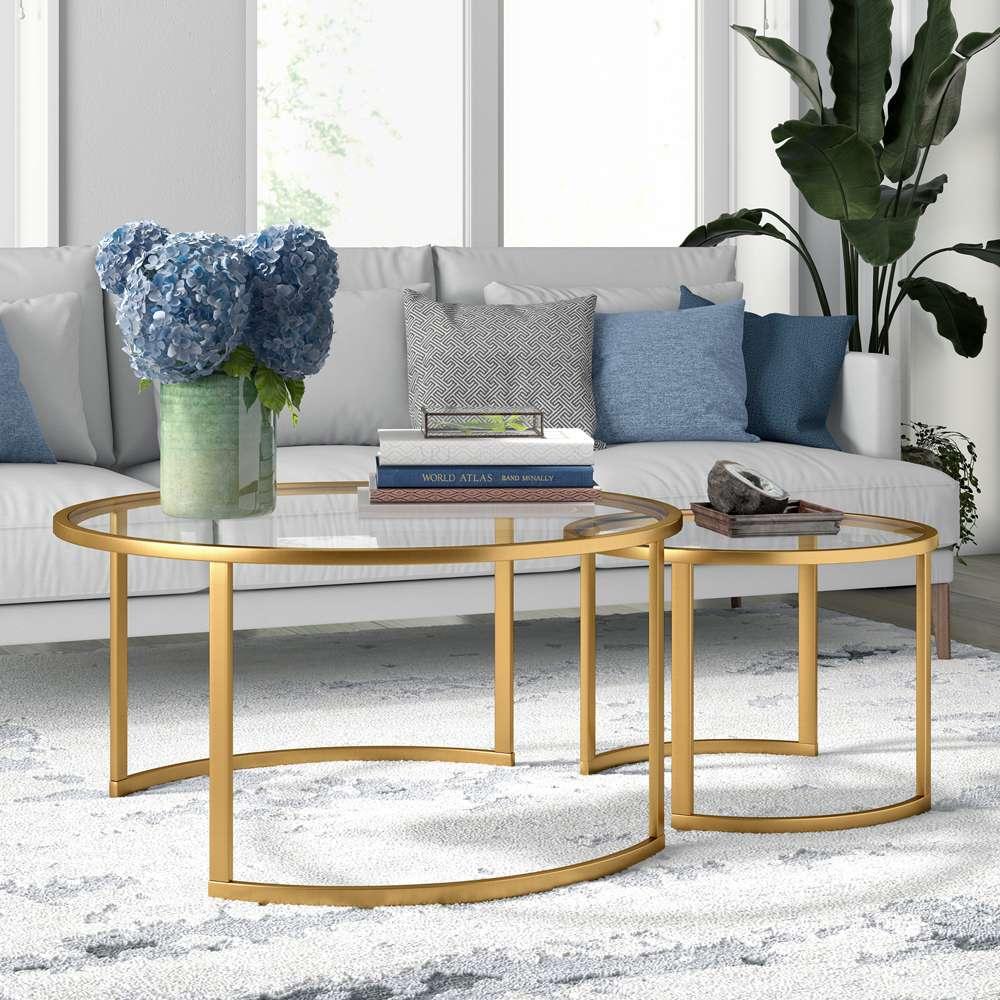Hudson & Canal - Mitera Round Nested Coffee Table in Brass - CT0153 veiw 2