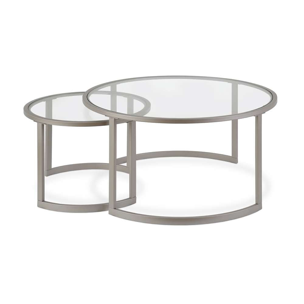 Hudson & Canal - Mitera Round Nested Coffee Table in Satin Nickel - CT0154 veiw 1