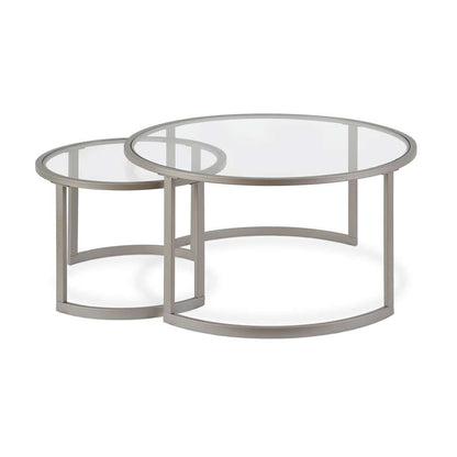 Hudson & Canal - Mitera Round Nested Coffee Table in Satin Nickel - CT0154 veiw 1
