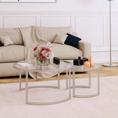 Hudson & Canal - Mitera Round Nested Coffee Table in Satin Nickel - CT0154 veiw 2