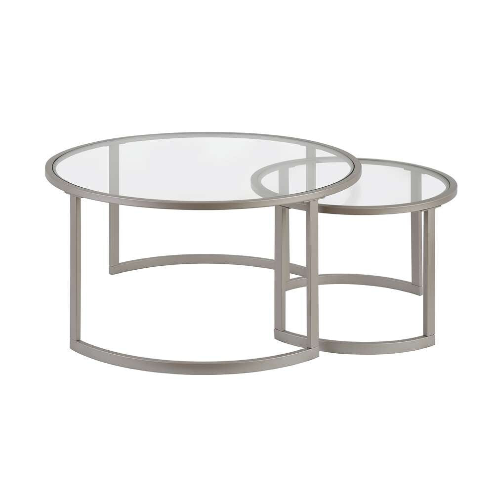 Hudson & Canal - Mitera Round Nested Coffee Table in Satin Nickel - CT0154 veiw 4
