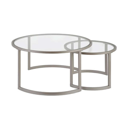 Hudson & Canal - Mitera Round Nested Coffee Table in Satin Nickel - CT0154 veiw 4
