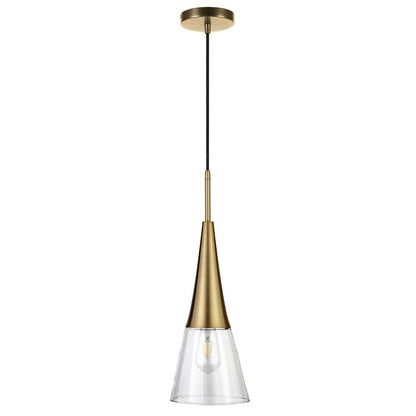 Hudson & Canal - Myra 7.5in Wide Pendant with Glass Shade in Brass/Clear - PD0756 veiw 1