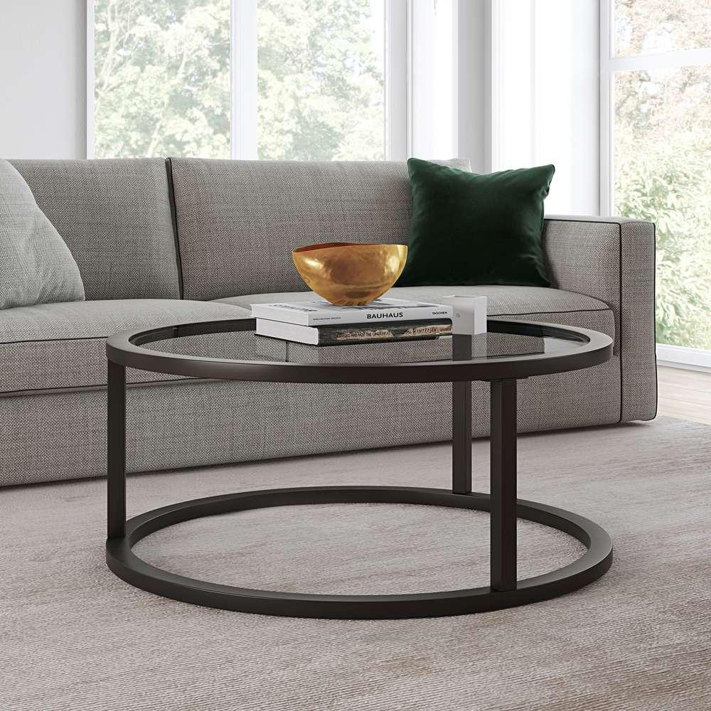 Hudson & Canal - Parker 35in Wide Round Coffee Table in Blackened Bronze - CT0250 veiw 2