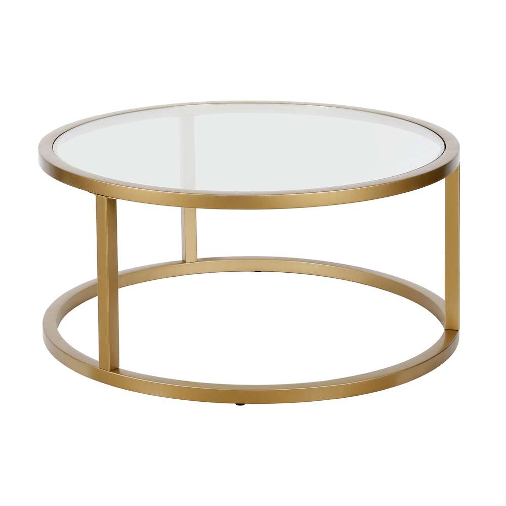 Hudson & Canal - Parker 35in Wide Round Coffee Table in Brass - CT0251 veiw 1