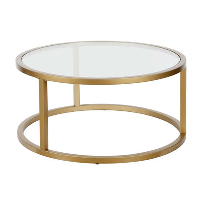 Hudson & Canal - Parker 35in Wide Round Coffee Table in Brass - CT0251 veiw 1
