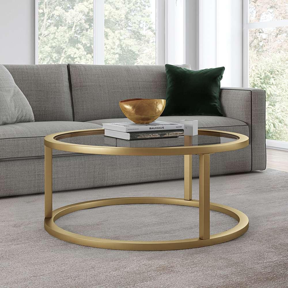 Hudson & Canal - Parker 35in Wide Round Coffee Table in Brass - CT0251 veiw 2