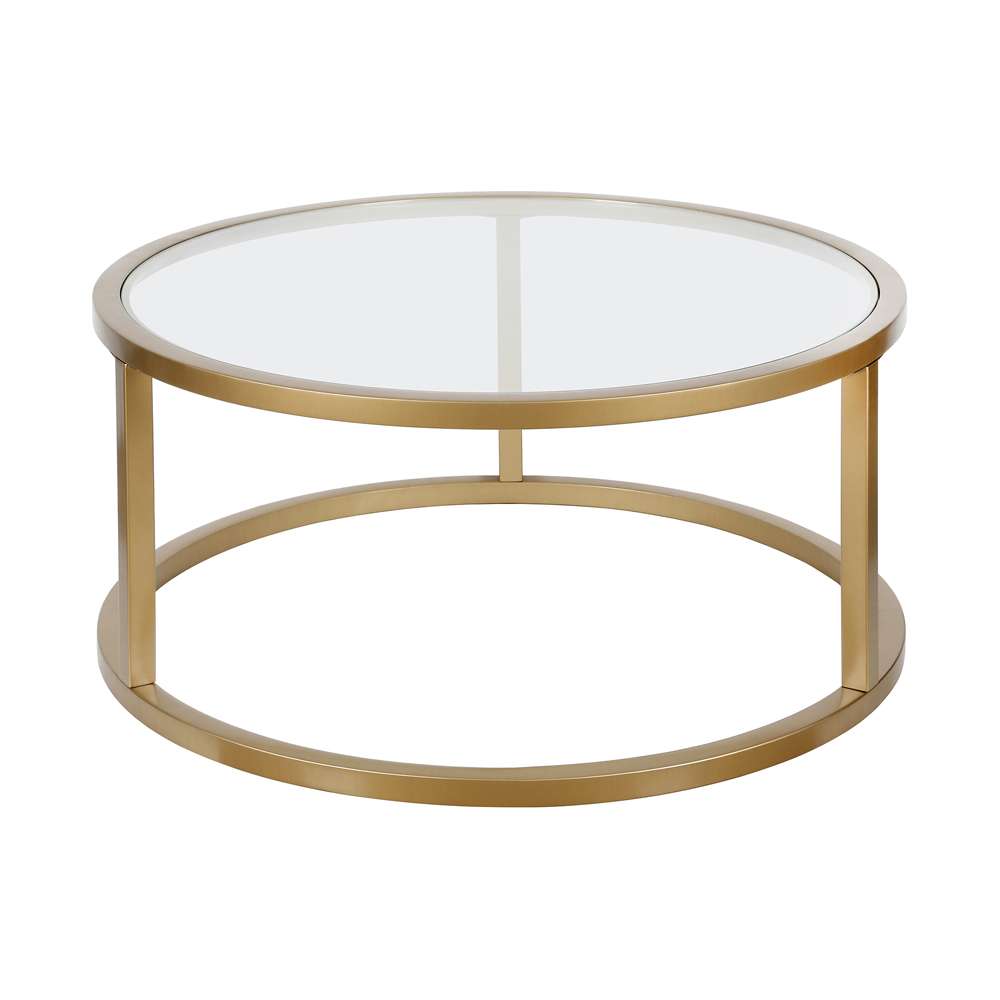 Hudson & Canal - Parker 35in Wide Round Coffee Table in Brass - CT0251 veiw 3