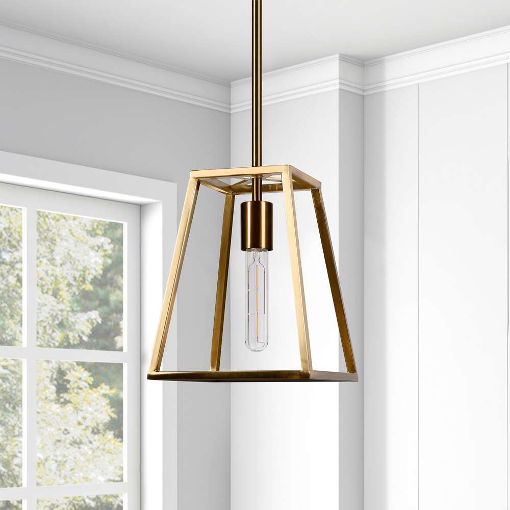 Hudson & Canal - Rhom 8in Wide Open-Framed Pendant in Brass/No Shade - PD0343 veiw 2