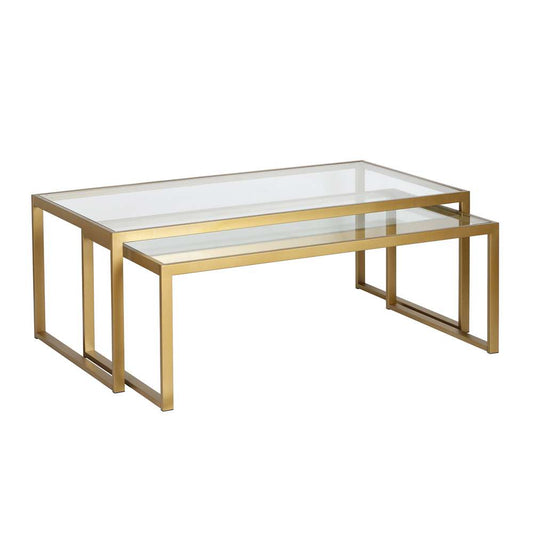 Hudson & Canal - Rocco Rectangular Nested Coffee Table in Brass - CT0238 veiw 1
