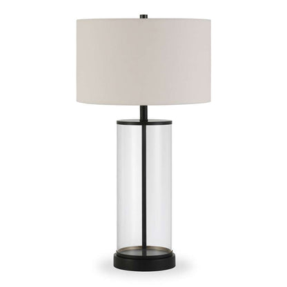 Hudson & Canal - Rowan 28in Tall Table Lamp with Fabric Shade in Blackened Bronze/White - TL0122 veiw 1