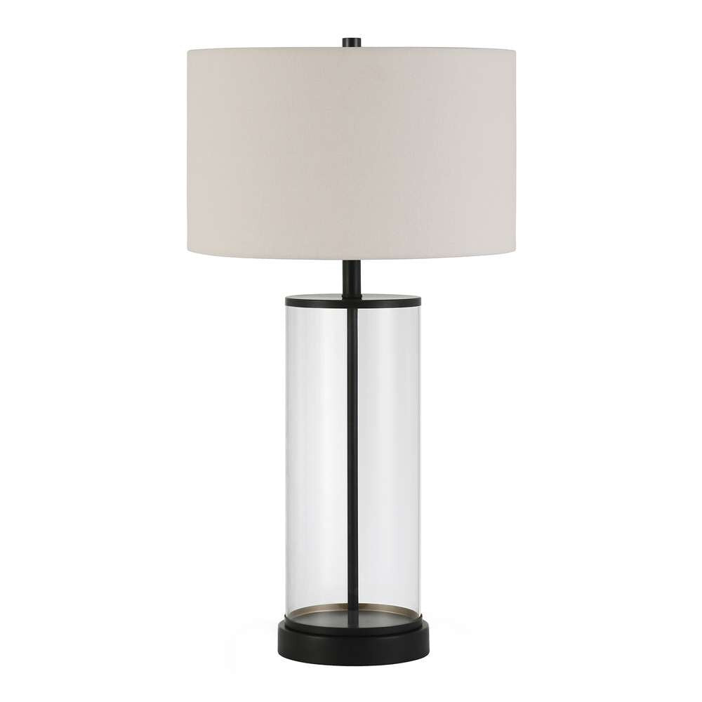 Hudson & Canal - Rowan 28in Tall Table Lamp with Fabric Shade in Blackened Bronze/White - TL0122 veiw 3