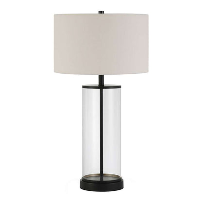 Hudson & Canal - Rowan 28in Tall Table Lamp with Fabric Shade in Blackened Bronze/White - TL0122 veiw 3