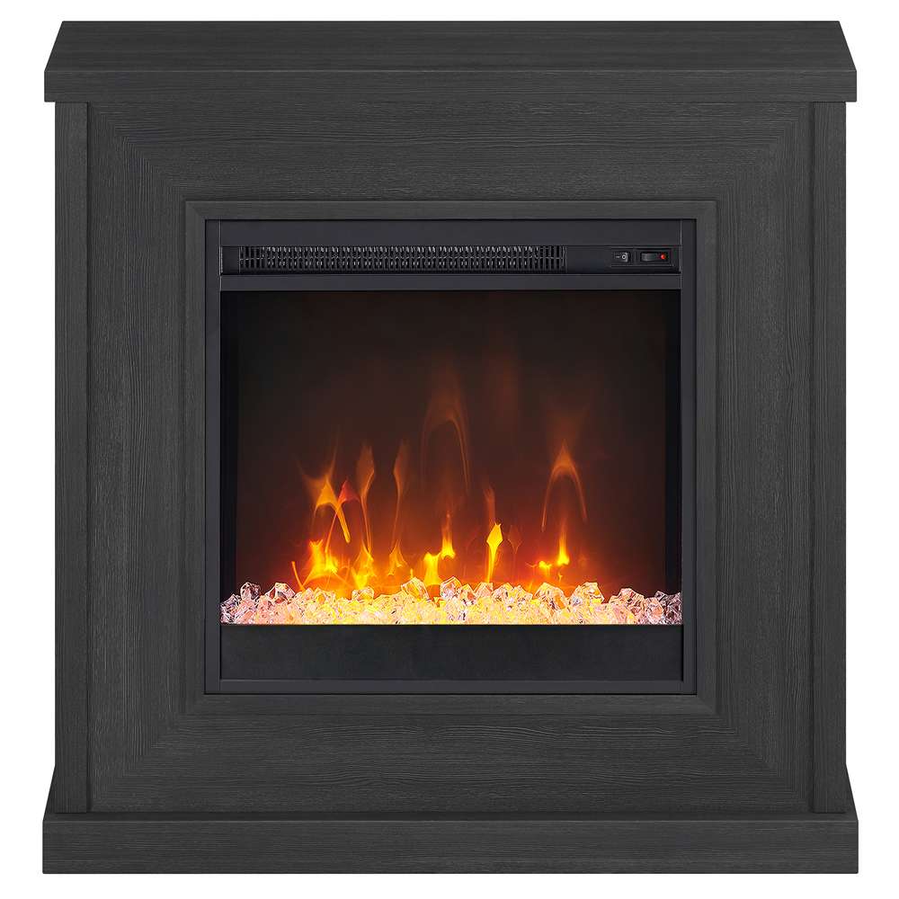 Hudson & Canal - Santos 30in Wide Mantel Fireplace with Crystal Fireplace Insert in Charcoal Gray - MF1738 veiw 3