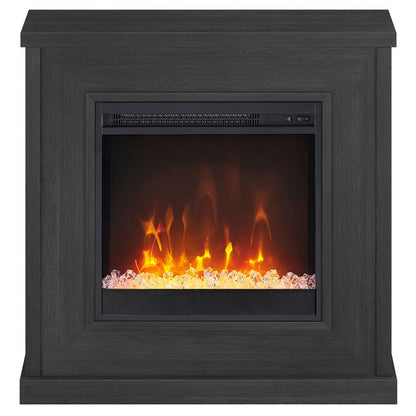 Hudson & Canal - Santos 30in Wide Mantel Fireplace with Crystal Fireplace Insert in Charcoal Gray - MF1738 veiw 3