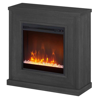 Hudson & Canal - Santos 30in Wide Mantel Fireplace with Crystal Fireplace Insert in Charcoal Gray - MF1738 veiw 4