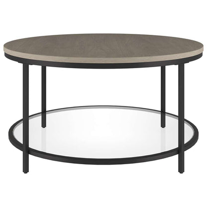 Hudson & Canal - Sevilla 32 Wide Round Coffee Table with MDF Top and Glass Shelf in Blackened Bronze/Antiqued Gray Oak - CT1953 veiw 3