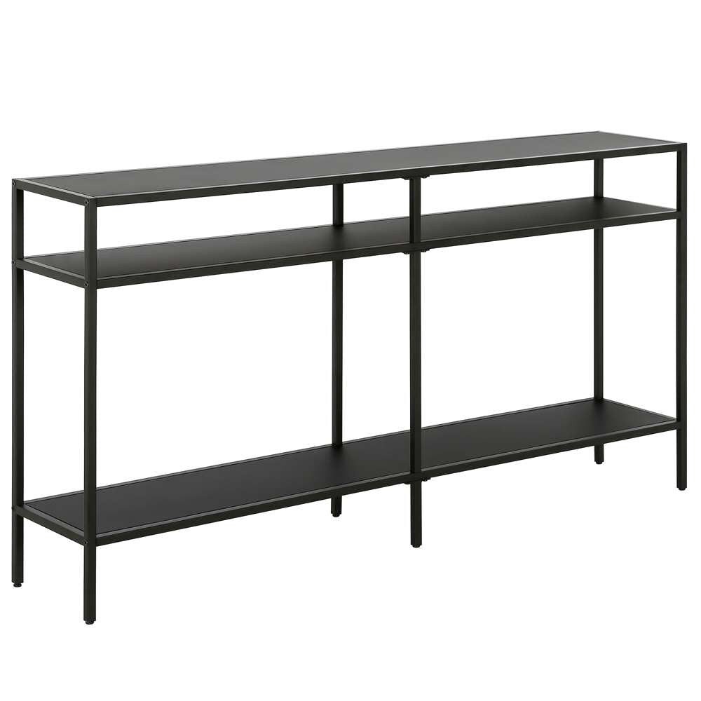 Hudson & Canal - Sivil 55in Wide Rectangular Console Table with Metal Shelves in Blackened Bronze - AT0892 veiw 1