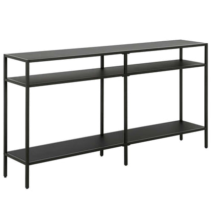 Hudson & Canal - Sivil 55in Wide Rectangular Console Table with Metal Shelves in Blackened Bronze - AT0892 veiw 1