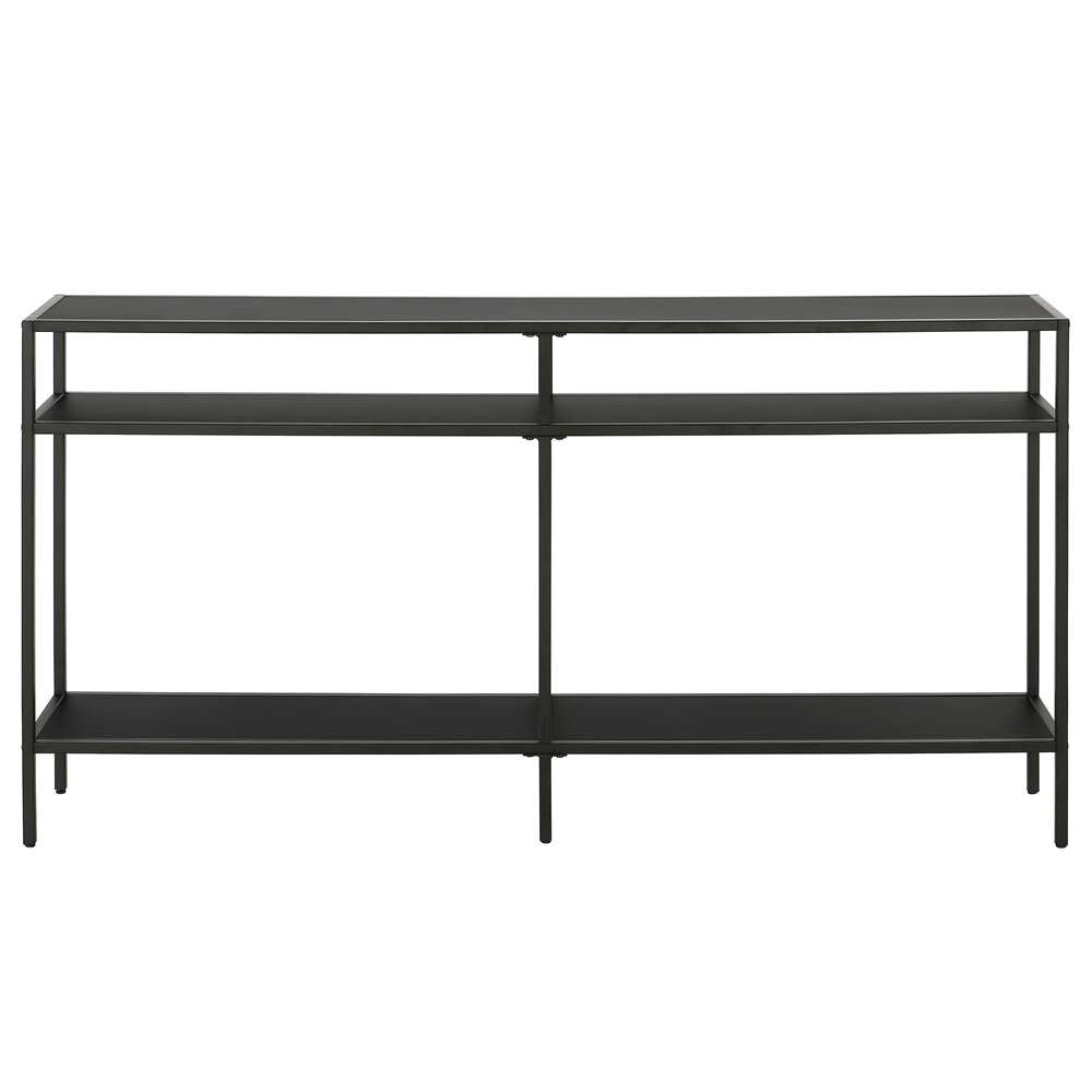 Hudson & Canal - Sivil 55in Wide Rectangular Console Table with Metal Shelves in Blackened Bronze - AT0892 veiw 3