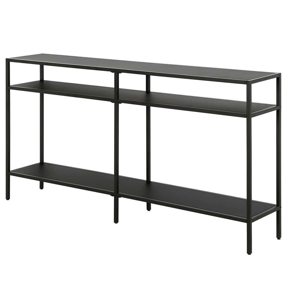 Hudson & Canal - Sivil 55in Wide Rectangular Console Table with Metal Shelves in Blackened Bronze - AT0892 veiw 4