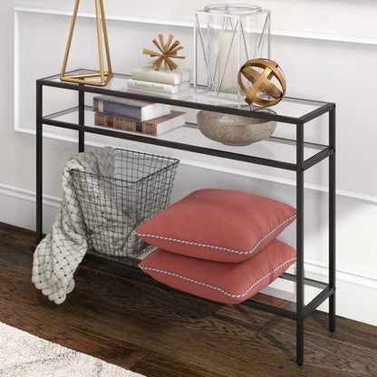 Hudson & Canal - Siviline 42in Wide Rectangular Console Table in Blackened Bronze - AT0574 veiw 2