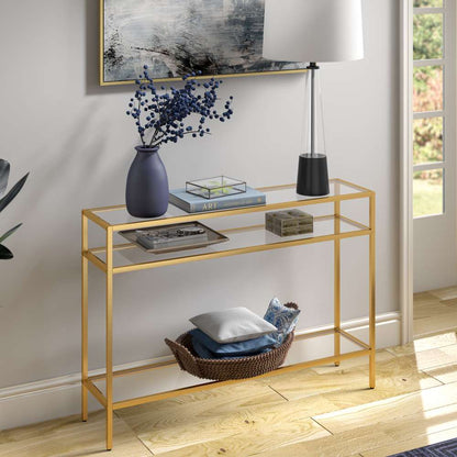 Hudson & Canal - Siviline 42in Wide Rectangular Console Table in Brass - AT0575 veiw 2