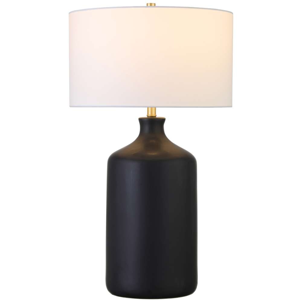Hudson & Canal - Sloane 29in Tall Ceramic Table Lamp with Fabric Shade in Matte Black/White - TL1727 veiw 3