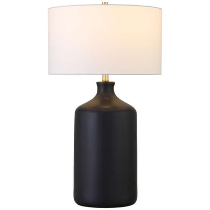 Hudson & Canal - Sloane 29in Tall Ceramic Table Lamp with Fabric Shade in Matte Black/White - TL1727 veiw 3