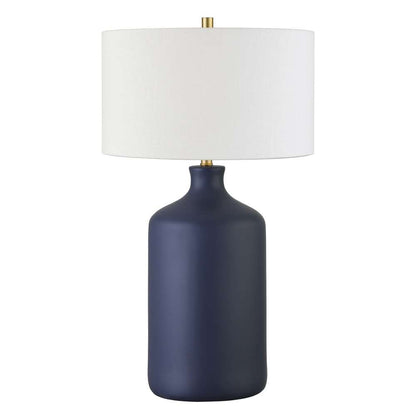 Hudson & Canal - Sloane 29in Tall Ceramic Table Lamp with Fabric Shade in Matte Navy/White - TL1726 veiw 1