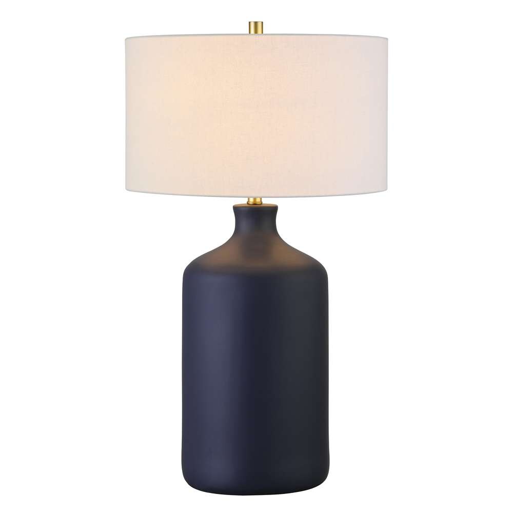Hudson & Canal - Sloane 29in Tall Ceramic Table Lamp with Fabric Shade in Matte Navy/White - TL1726 veiw 3