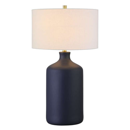 Hudson & Canal - Sloane 29in Tall Ceramic Table Lamp with Fabric Shade in Matte Navy/White - TL1726 veiw 3