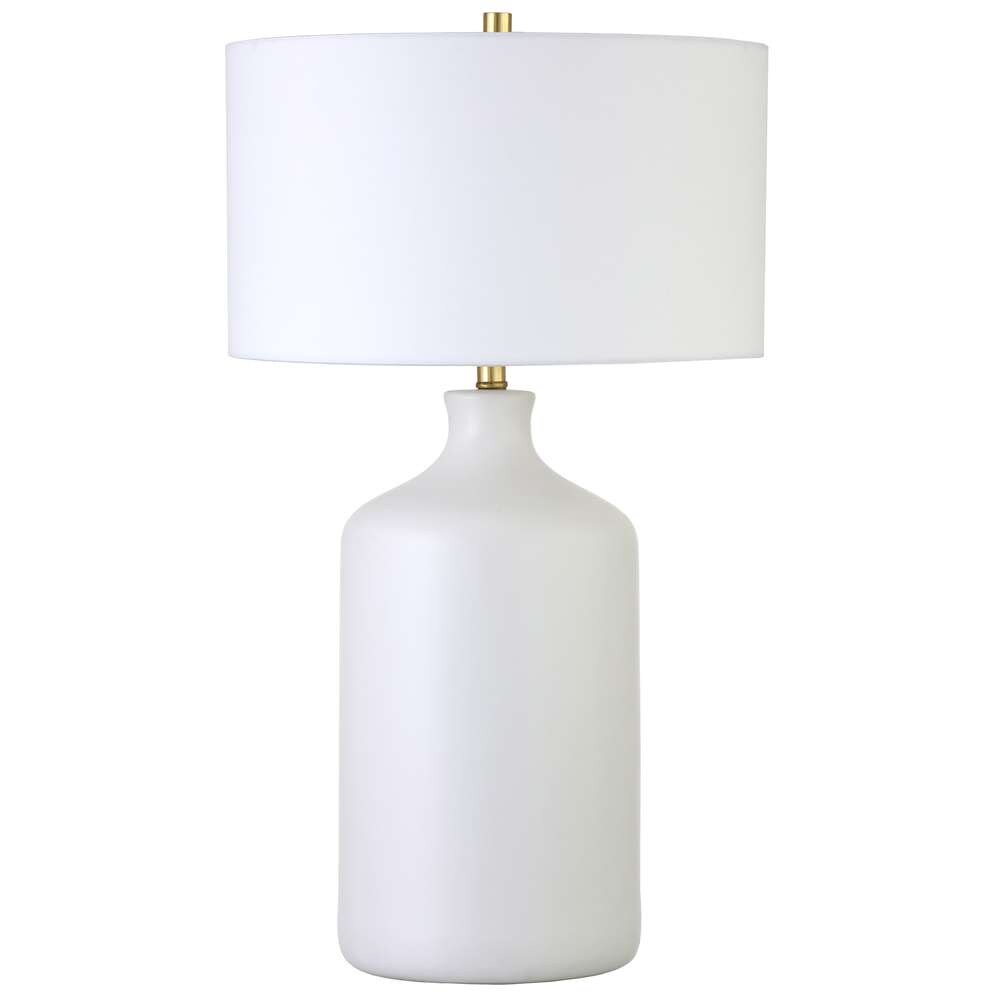 Hudson & Canal - Sloane 29in Tall Ceramic Table Lamp with Fabric Shade in Matte White/White - TL1728 veiw 1