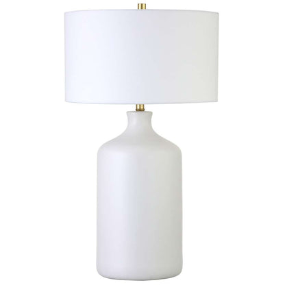 Hudson & Canal - Sloane 29in Tall Ceramic Table Lamp with Fabric Shade in Matte White/White - TL1728 veiw 1