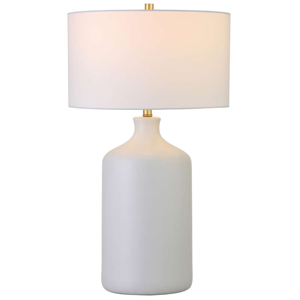 Hudson & Canal - Sloane 29in Tall Ceramic Table Lamp with Fabric Shade in Matte White/White - TL1728 veiw 3