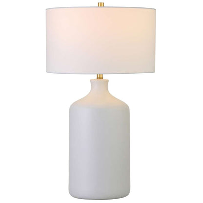 Hudson & Canal - Sloane 29in Tall Ceramic Table Lamp with Fabric Shade in Matte White/White - TL1728 veiw 3