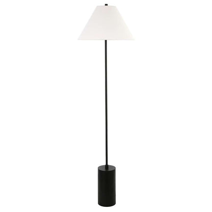 Hudson & Canal - Somerset 64in Tall Floor Lamp with Fabric Shade in Blackened Bronze/White - FL0732 veiw 1