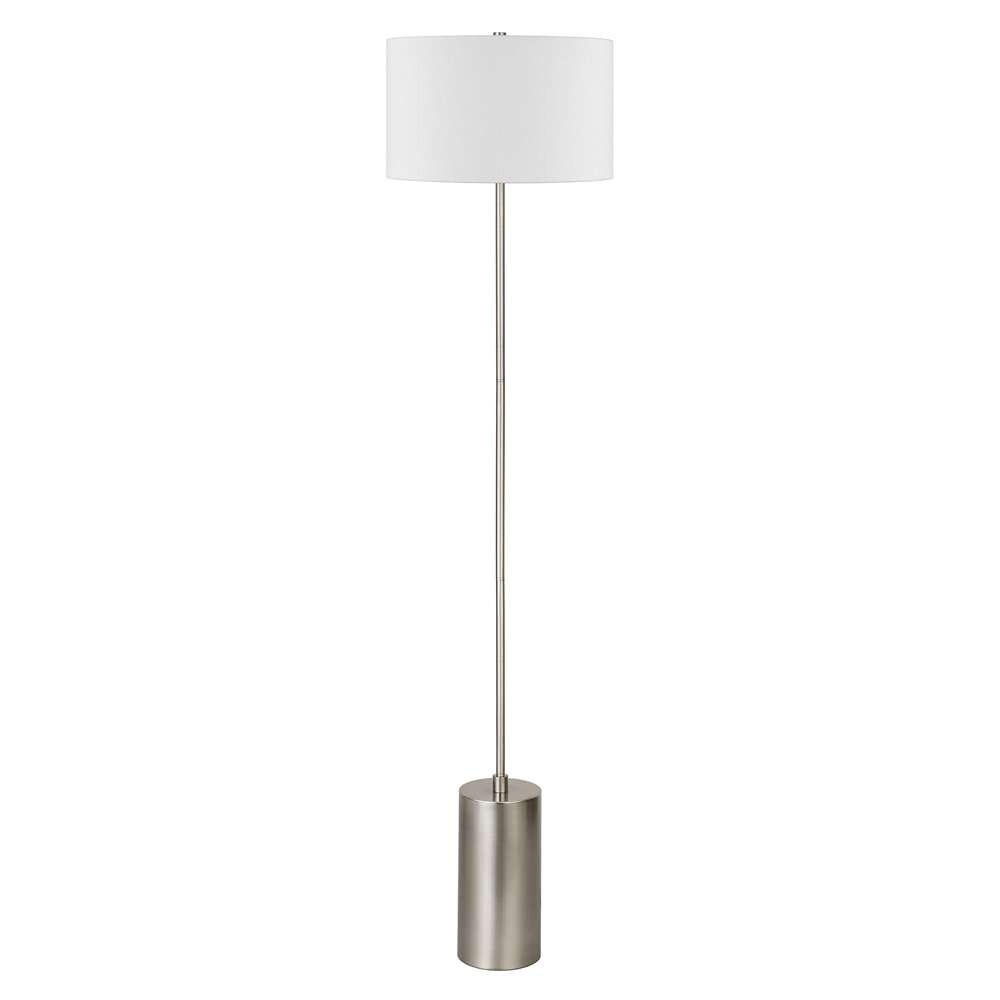 Hudson & Canal - Somerset 64in Tall Floor Lamp with Fabric Shade in Brushed Nickel/White - FL1601 veiw 1