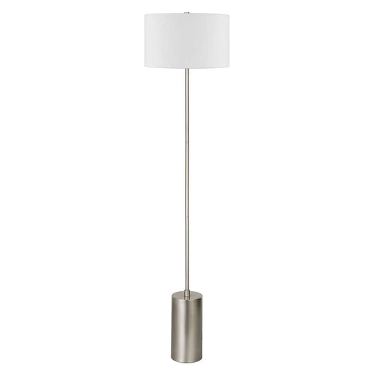 Hudson & Canal - Somerset 64in Tall Floor Lamp with Fabric Shade in Brushed Nickel/White - FL1601 veiw 1