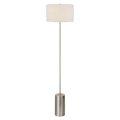 Hudson & Canal - Somerset 64in Tall Floor Lamp with Fabric Shade in Brushed Nickel/White - FL1601 veiw 3