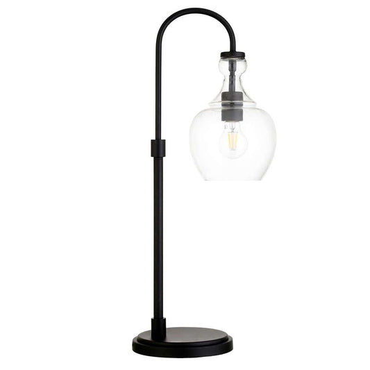 Hudson & Canal - Verona 27in Tall Arc Table Lamp with Glass Shade in Blackened Bronze/Clear - TL0798 veiw 1