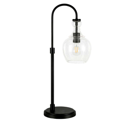 Hudson & Canal - Verona 27in Tall Arc Table Lamp with Glass Shade in Blackened Bronze/Seeded - TL0797 veiw 1