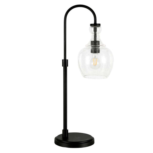 Hudson & Canal - Verona 27in Tall Arc Table Lamp with Glass Shade in Blackened Bronze/Seeded - TL0797 veiw 1