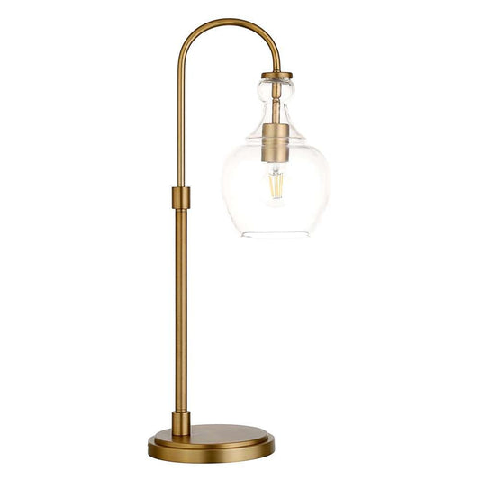 Hudson & Canal - Verona 27in Tall Arc Table Lamp with Glass Shade in Brushed Brass/Clear - TL0800 veiw 1