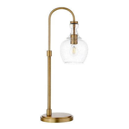 Hudson & Canal - Verona 27in Tall Arc Table Lamp with Glass Shade in Brushed Brass/Seeded - TL0799 veiw 1